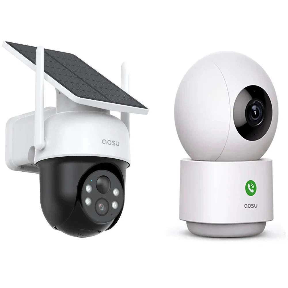 3MP Solar Security Camera and Baby Monitor with Two-Way Audio-2pcs set / United States