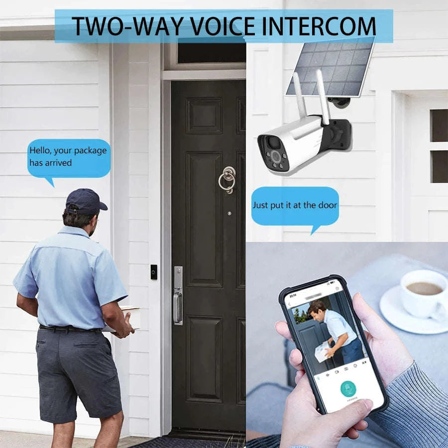 3MP Solar WiFi Security Camera Outdoor with Night Vision & PIR Detection-3MP NO SD Card