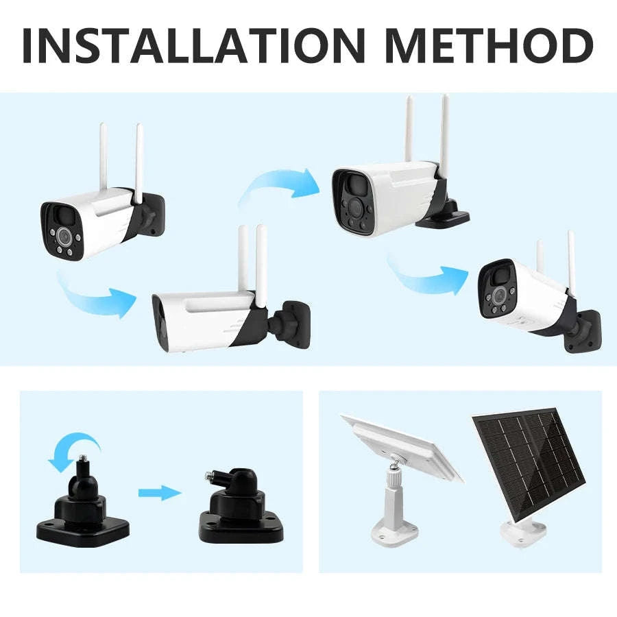 3MP Solar WiFi Security Camera Outdoor with Night Vision & PIR Detection-3MP NO SD Card