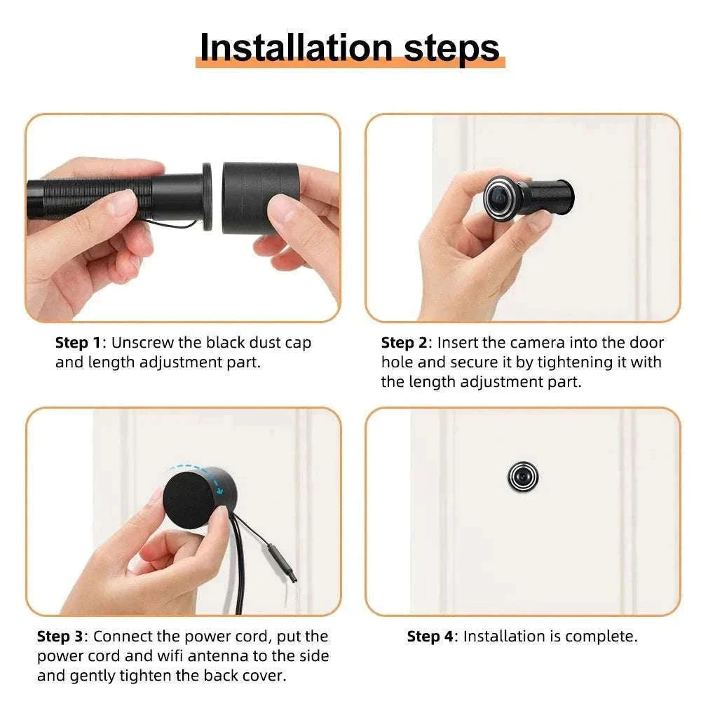 3MP WiFi Door Viewer Camera with Motion Detection & 2-Way Audio-Only Camera