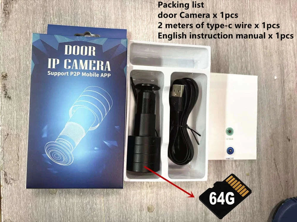 3MP WiFi Peephole Camera with 155° Wide-Angle Door View-NO TF CARD