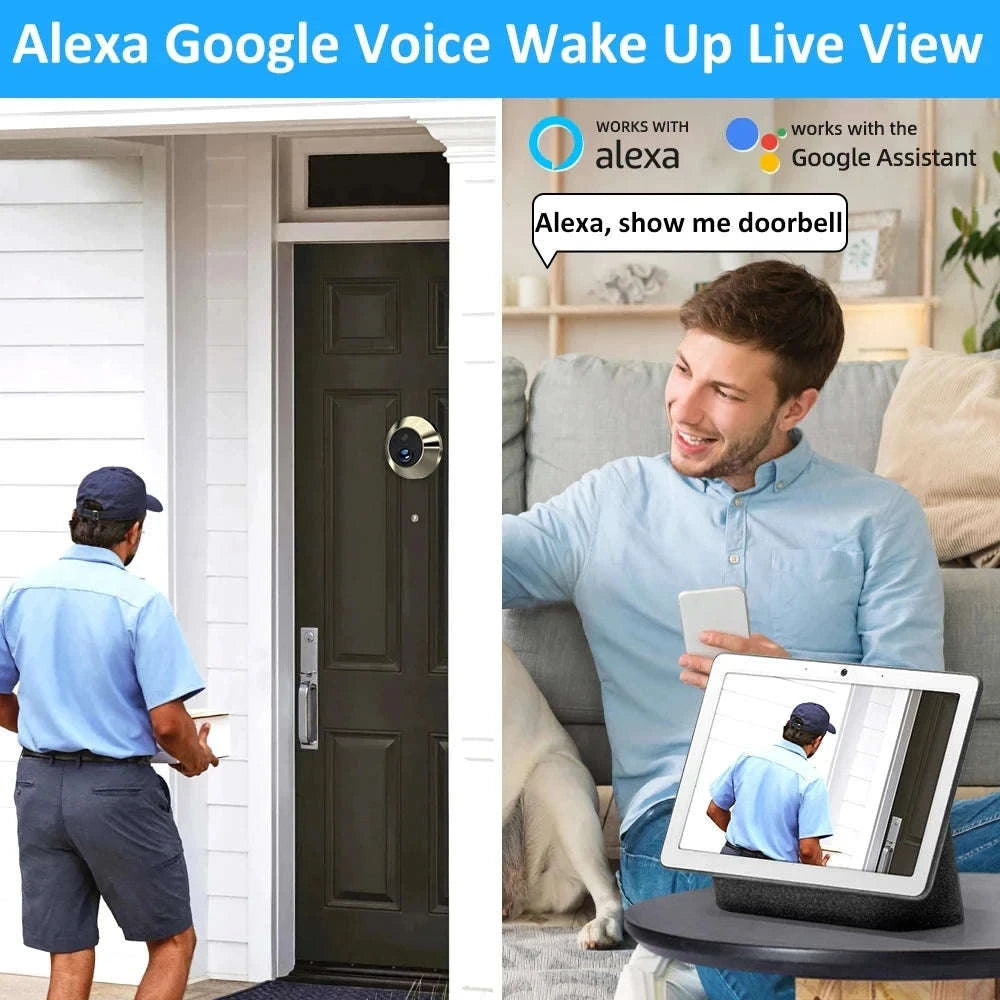 3MP WiFi Peephole Camera with 155° Wide-Angle Door View-NO TF CARD