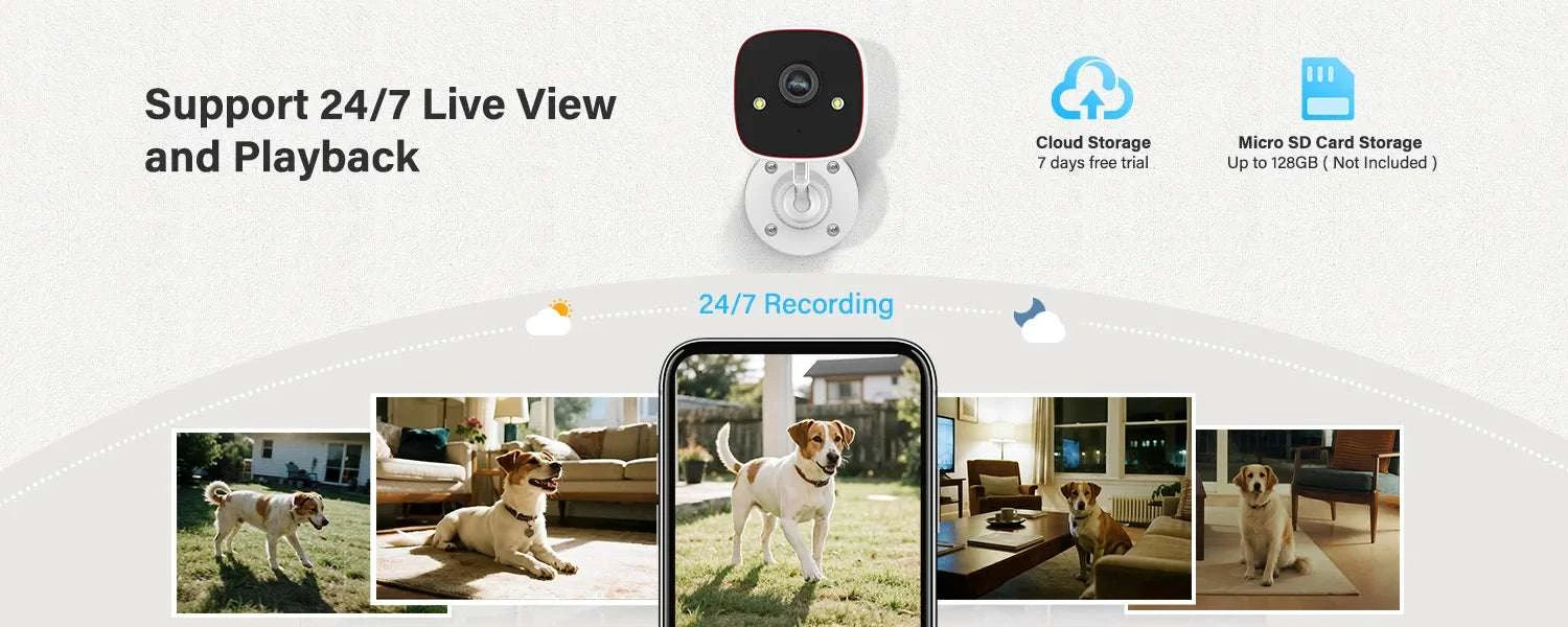 3MP WiFi Security Camera 1296P Outdoor Indoor Waterproof IP66-4PCS / United States