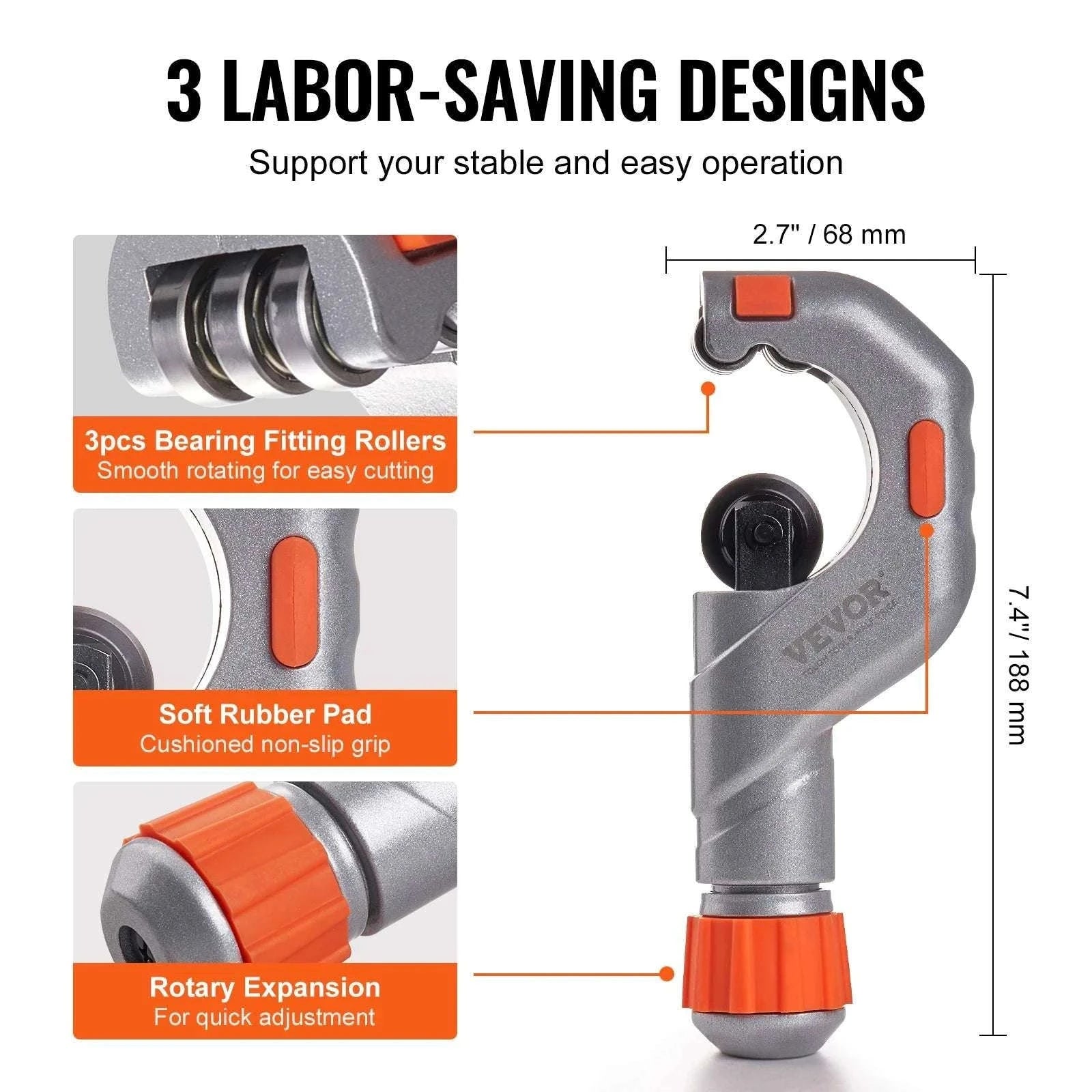 3PCS Tubing Cutter Set with Deburring Tool for Metal & Plastic Pipes-3PCS Set / UNITED KINGDOM