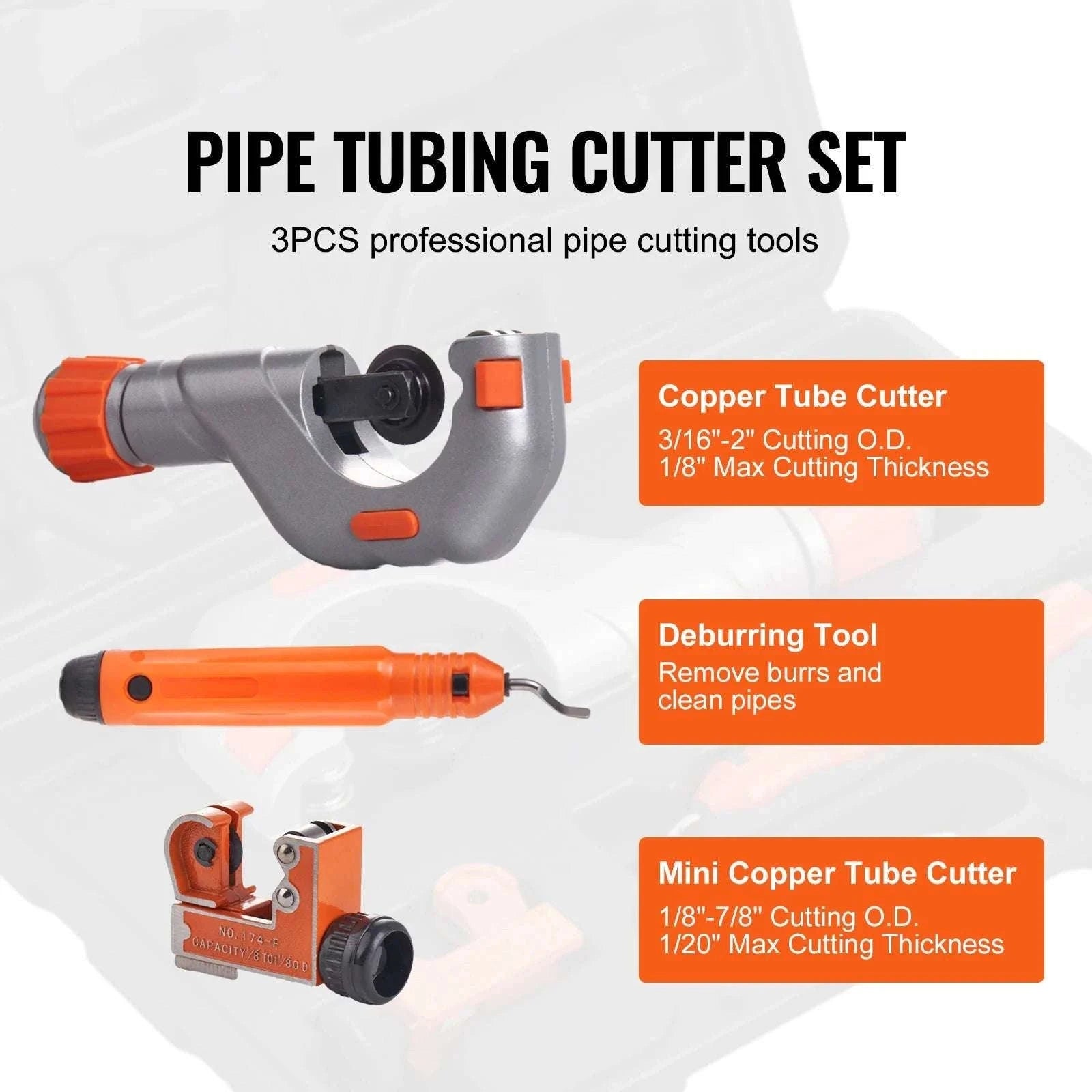 3PCS Tubing Cutter Set with Deburring Tool for Metal & Plastic Pipes-3PCS Set / UNITED KINGDOM