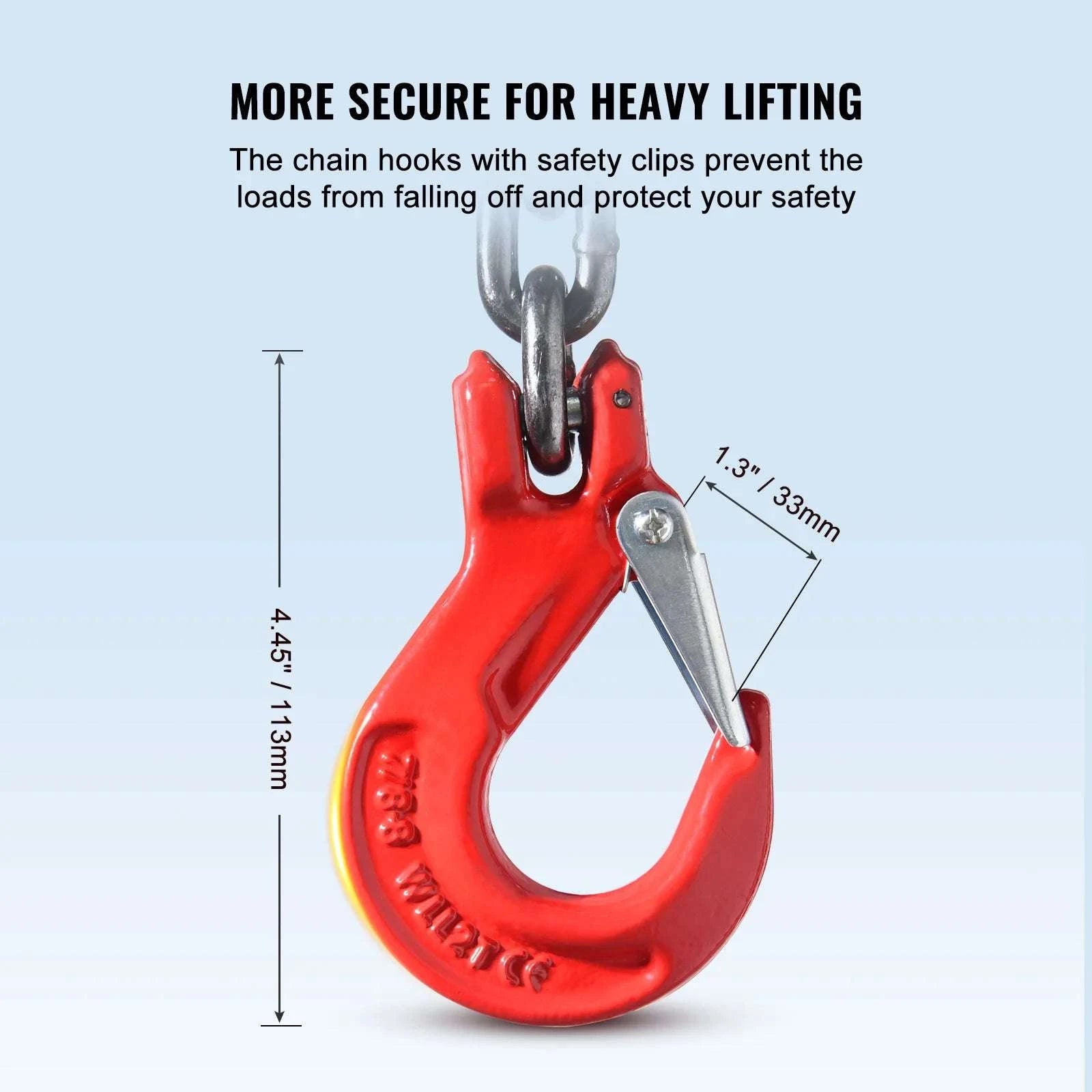 3T Chain Sling 6ft G80 Lifting Chains with Dual Grab Hooks-10mm / United States