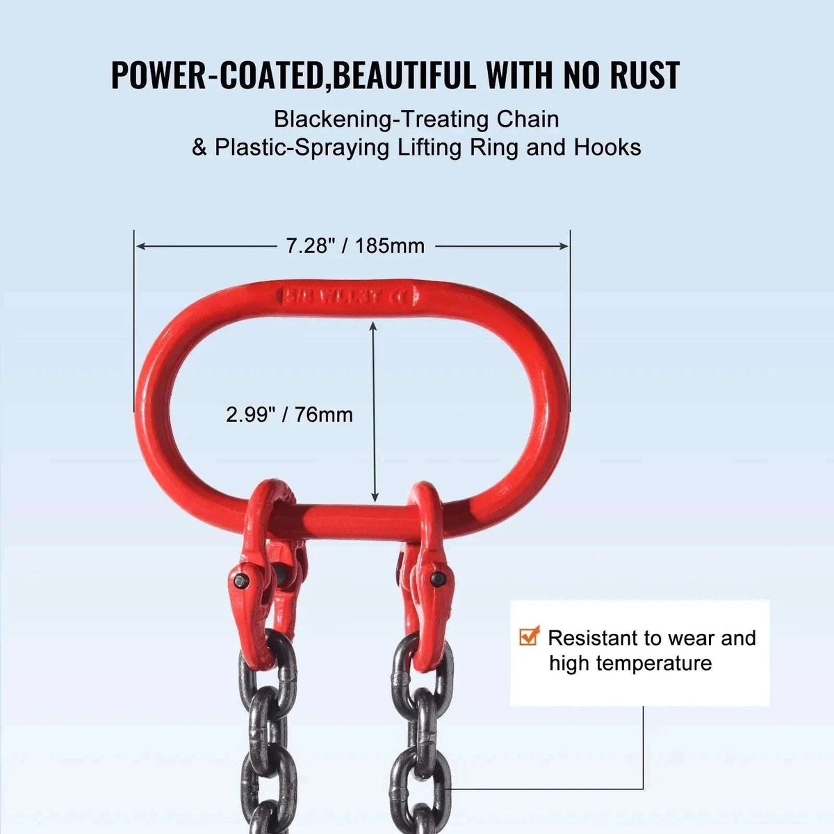3T G80 Lifting Chain Sling 5ft with Grab Hooks for Engine Hoists-5ft 8mm / france