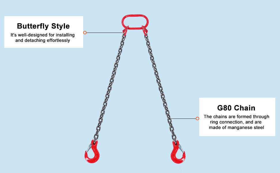 3T G80 Lifting Chain Sling 5ft with Grab Hooks for Engine Hoists-5ft 8mm / france