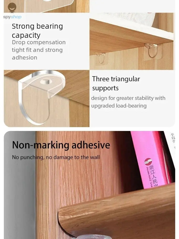 4/10pcs Wardrobe Divider Brackets Non-Marking Sticky Kitchen Cabinet Divider Brackets Anti-Side Slip Layer Support Brackets Spy-shop.com
