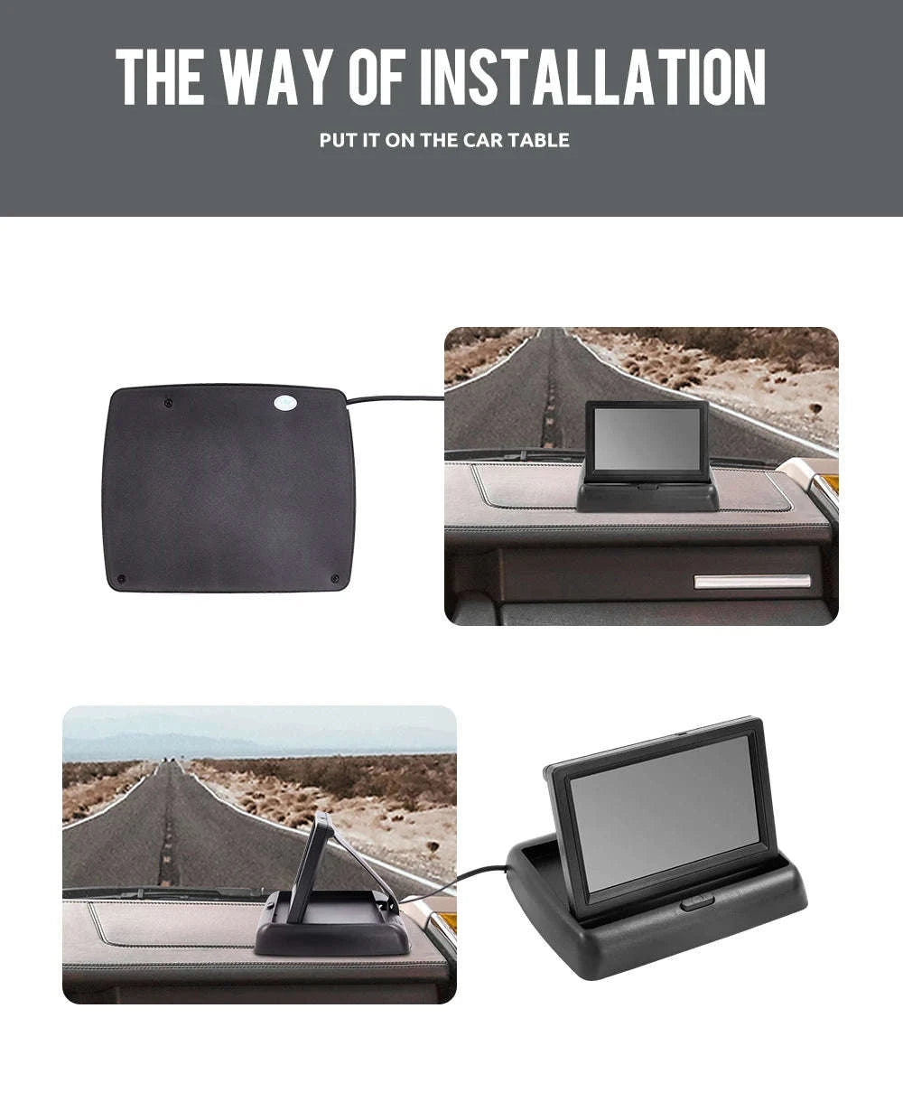 4.3" Folding Car Monitor with Rear View Camera and 8 LED Backup-China Mainland