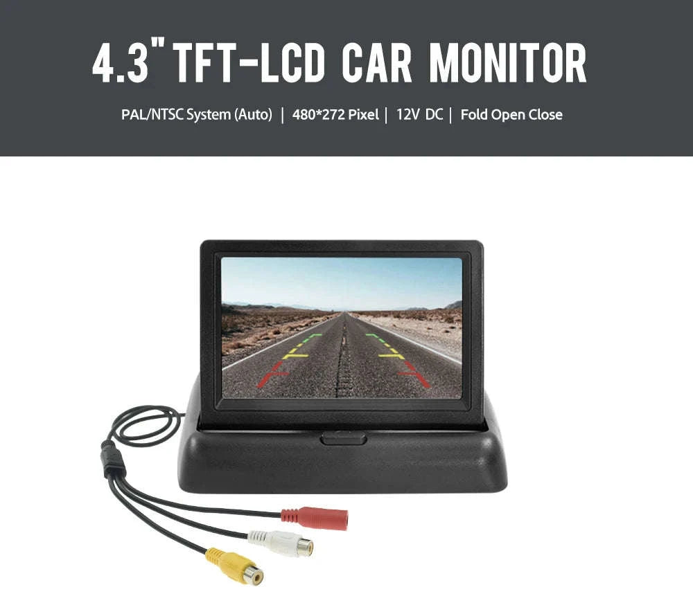 4.3" Folding Car Monitor with Rear View Camera and 8 LED Backup-China Mainland