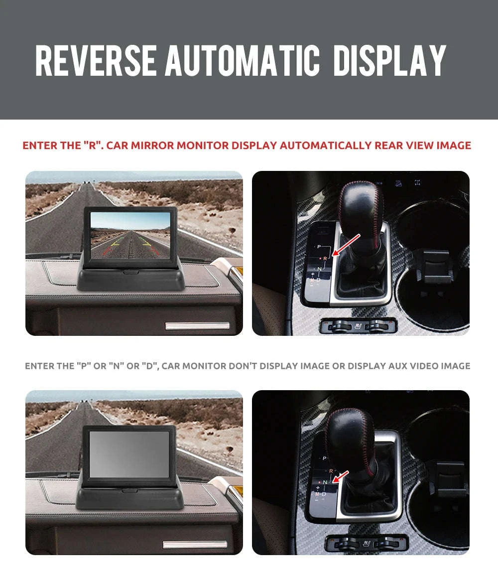 4.3" Folding Car Monitor with Rear View Camera and 8 LED Backup-China Mainland