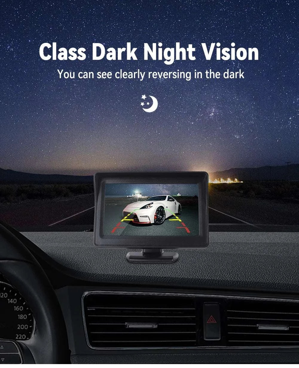 4.3" HD Car Backup Camera System with Monitor & Parking Guidelines-