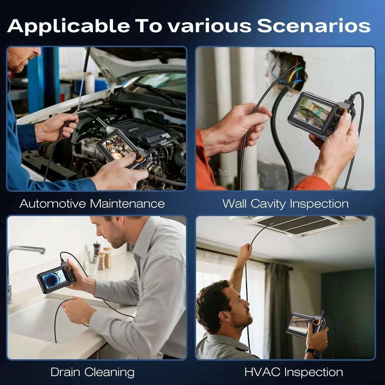 4.3" HD Endoscope Camera with Screen 16.5ft Cable Pipe Inspection-black / 5M / 8mm|United States