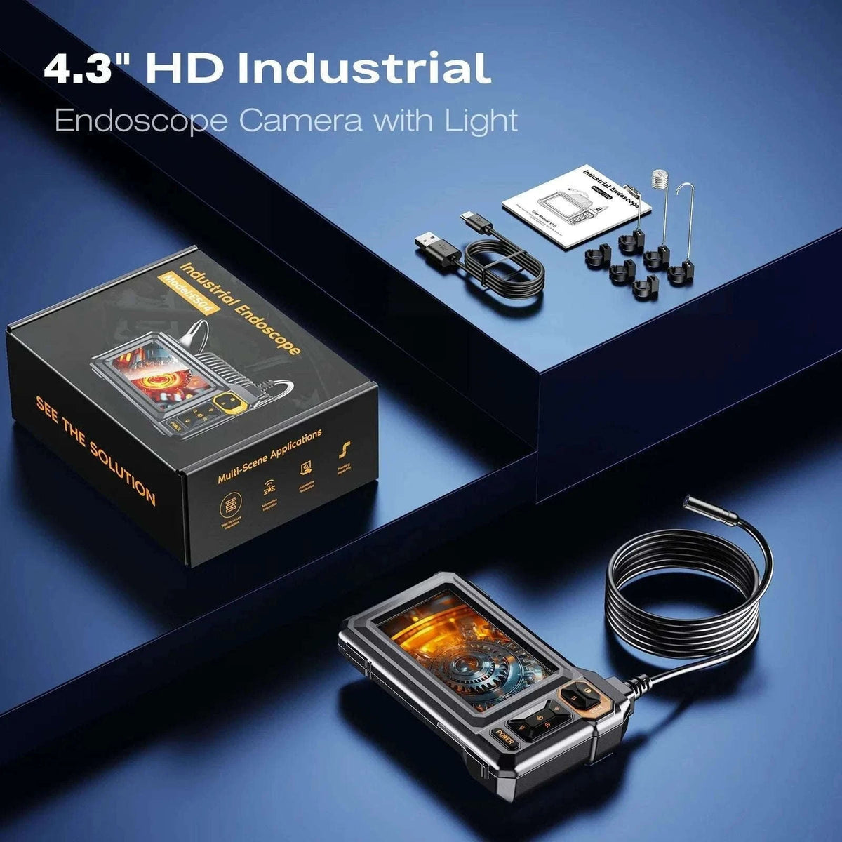 4.3" HD Endoscope Camera with Screen 16.5ft Cable Pipe Inspection-black / 5M / 8mm|United States