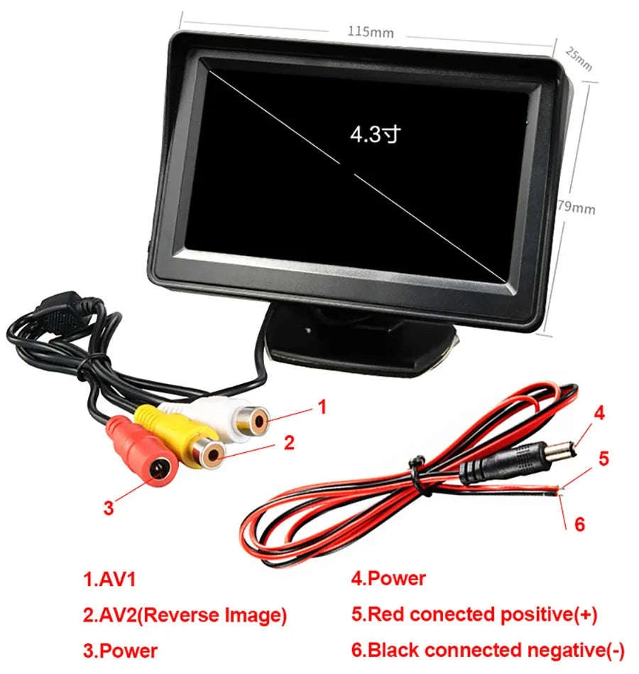 4.3 Inch Rear View Camera Monitor Screen for Car Parking-Only 4.3Inch Display / China Mainland