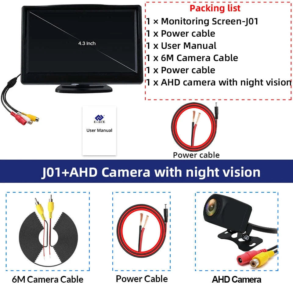 4.3 Inch Rear View Camera Monitor Screen for Car Parking-Only 4.3Inch Display / China Mainland