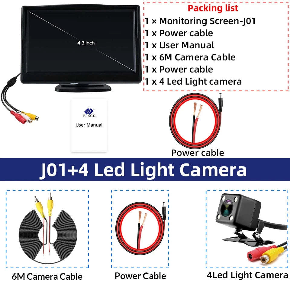 4.3 Inch Rear View Camera Monitor Screen for Car Parking-Only 4.3Inch Display / China Mainland