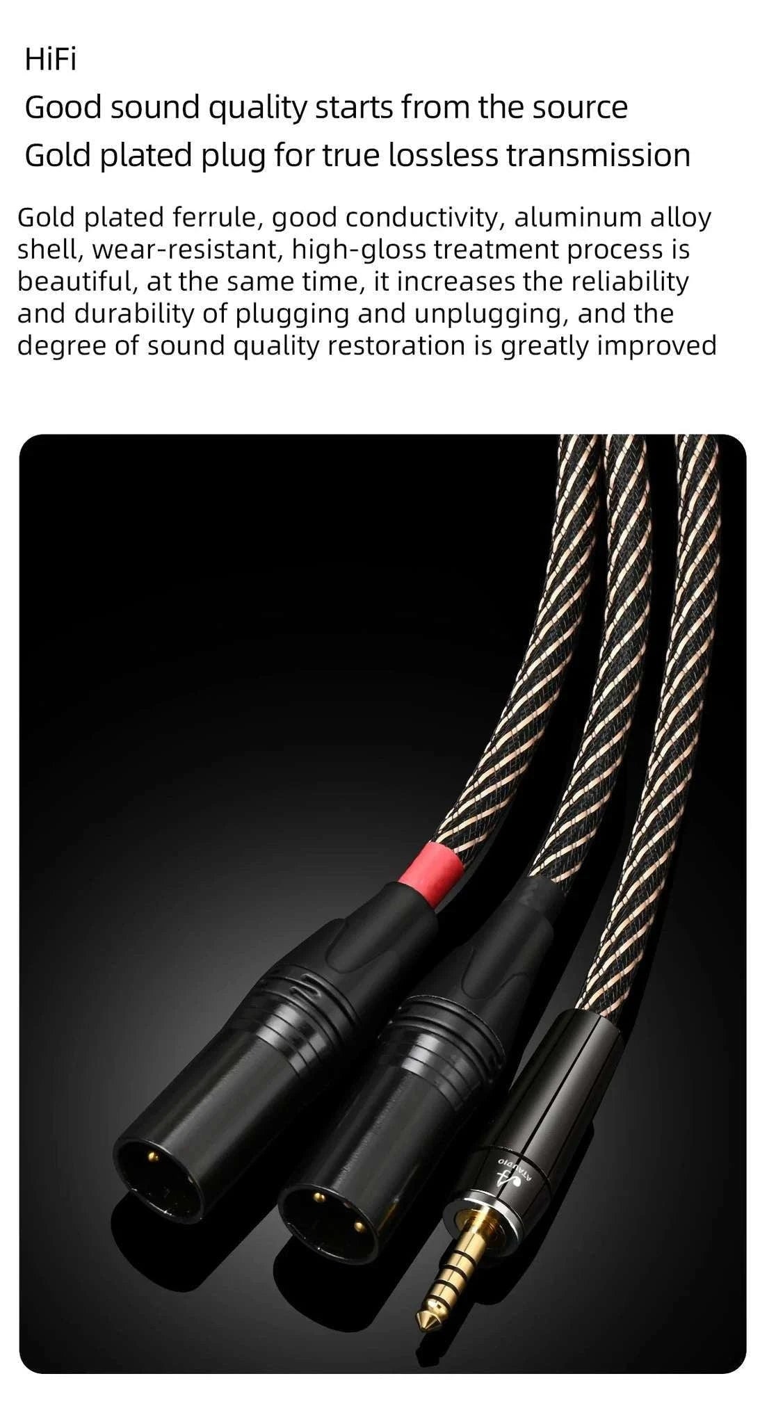 4.4mm Balanced to Dual XLR Cable for HiFi Audio and Studio Use-1.5m / 4.4mm to 2xlr male
