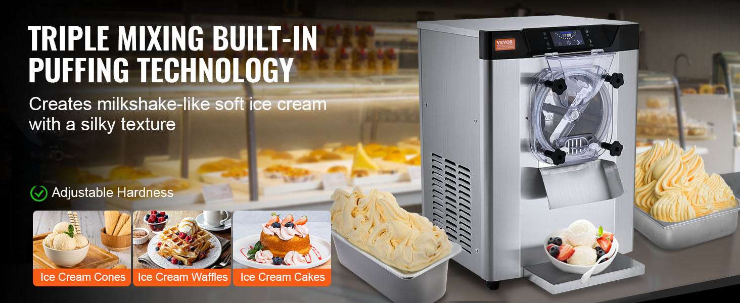 4.5L Commercial Ice Cream Machine 12L/h Countertop Hard Serve Maker-