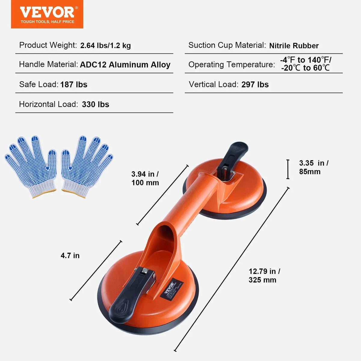 4.7" Glass Vacuum Suction Cup Set, 2 Pack-2 pack / Poland