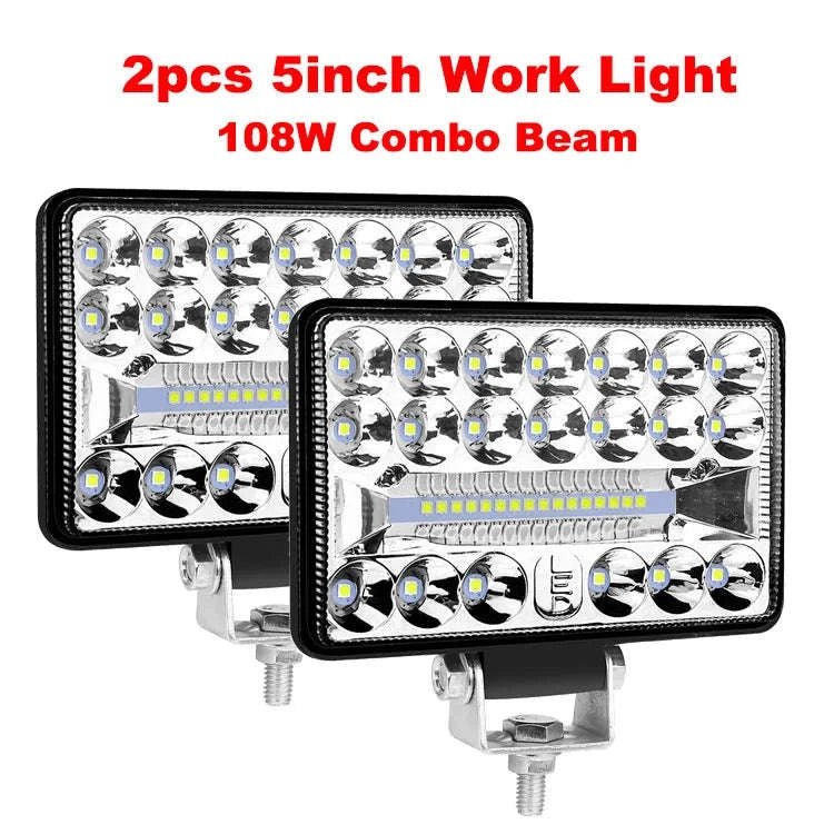 4-7 Inch LED Work Light Bar for Truck, Car, Boat, Tractor & ATV 12V/24V-2pcs 5inch 108W