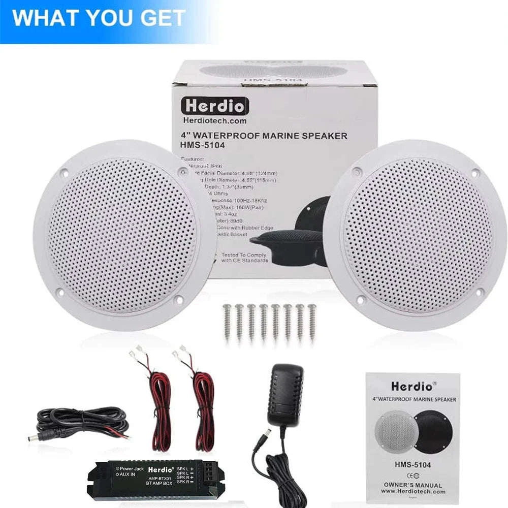 4" Bluetooth Ceiling Speakers 160W Waterproof Set for Home & Outdoor-white / 4 inch EU Plug / Amplifier Sets