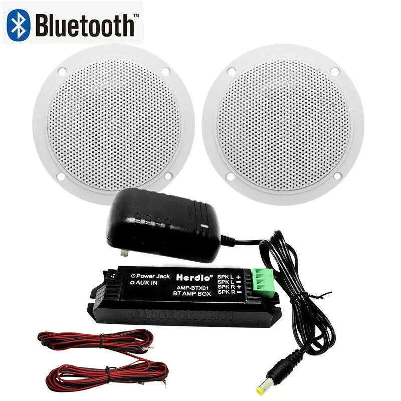 4" Bluetooth Ceiling Speakers 160W Waterproof Set for Home & Outdoor-white / 4 inch EU Plug / Amplifier Sets