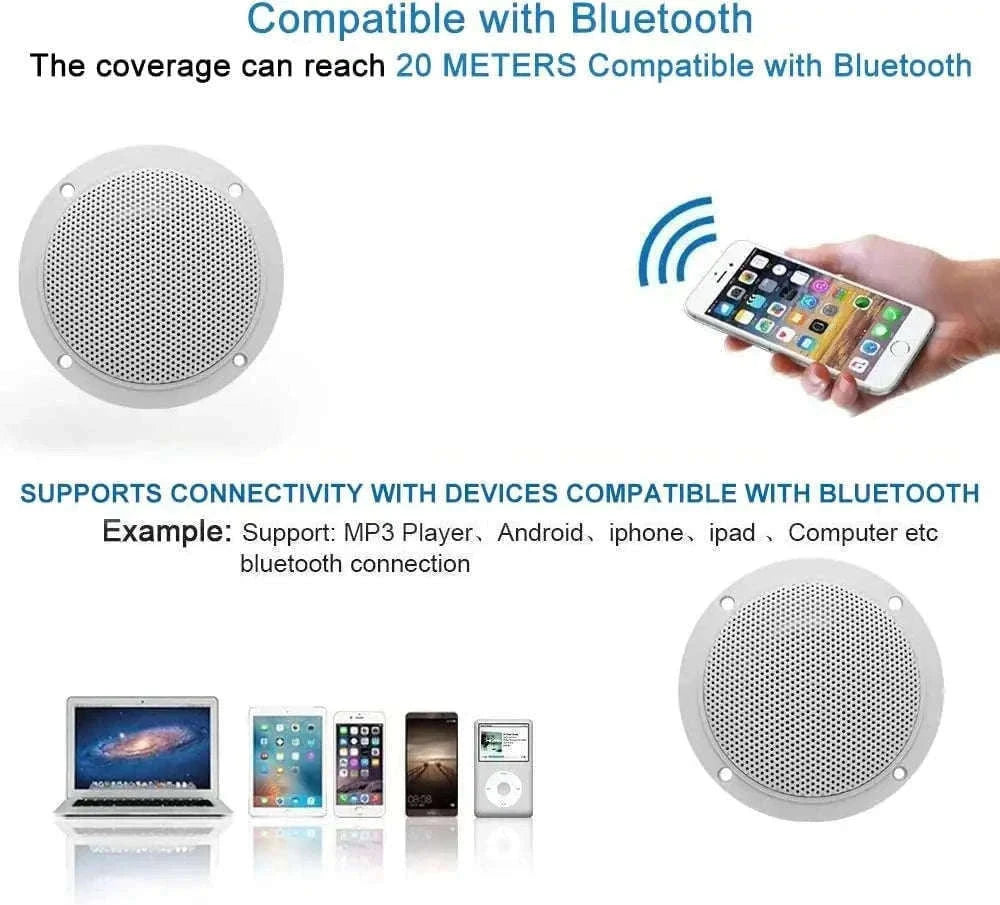 4" Bluetooth Ceiling Speakers 160W Waterproof Set for Home & Outdoor-white / 4 inch EU Plug / Amplifier Sets
