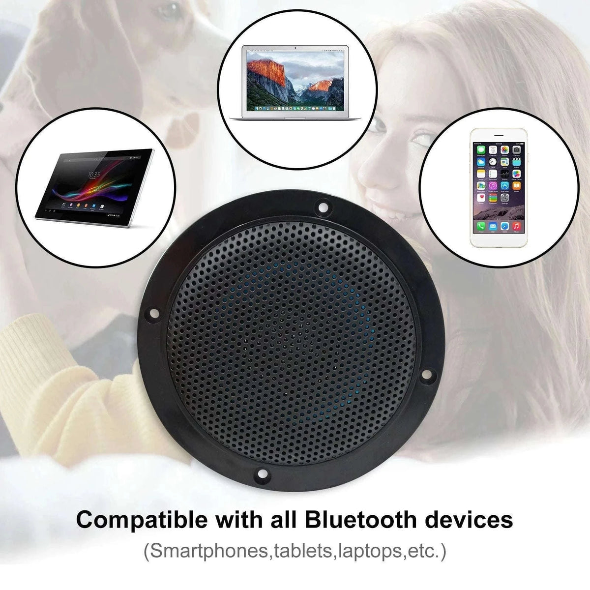 4" Bluetooth Ceiling Speakers 160W Waterproof Set for Home & Outdoor-white / 4 inch EU Plug / Amplifier Sets