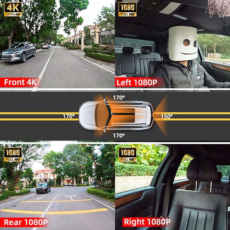 4-Channel 360° Dash Cam with WiFi, GPS and Rear Camera-4CH WiFi GPS DashCam / 64G / United States
