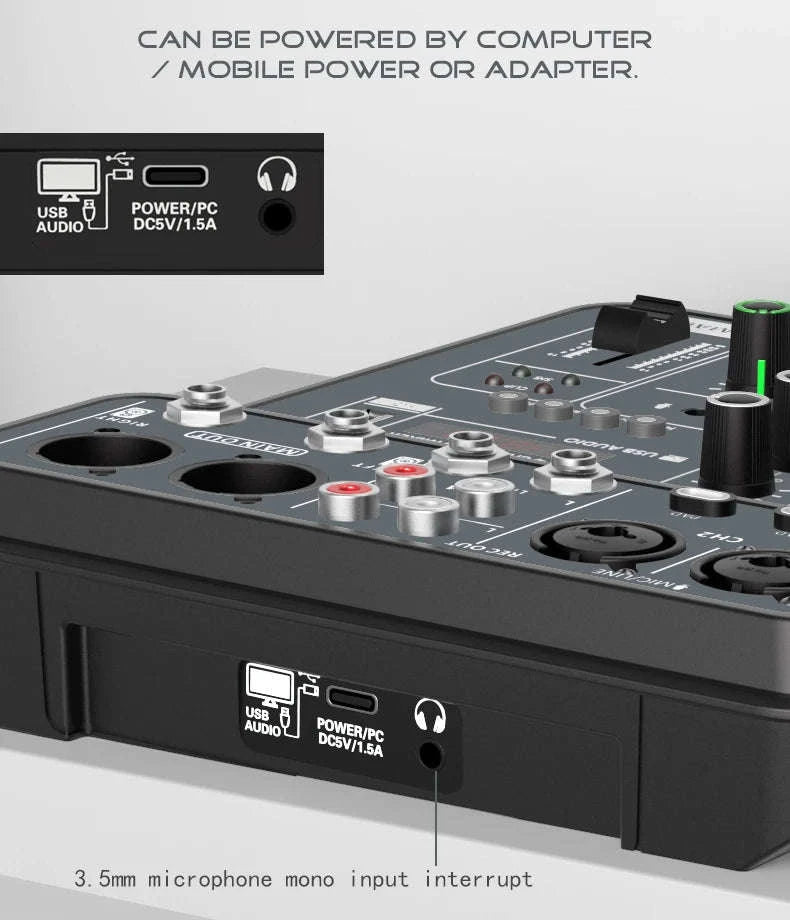 4 Channel Audio Mixer-Light Grey