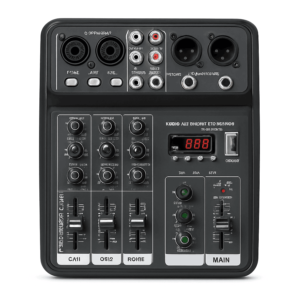 4 Channel Audio Mixer with USB, Bluetooth and Phantom Power-Light Grey