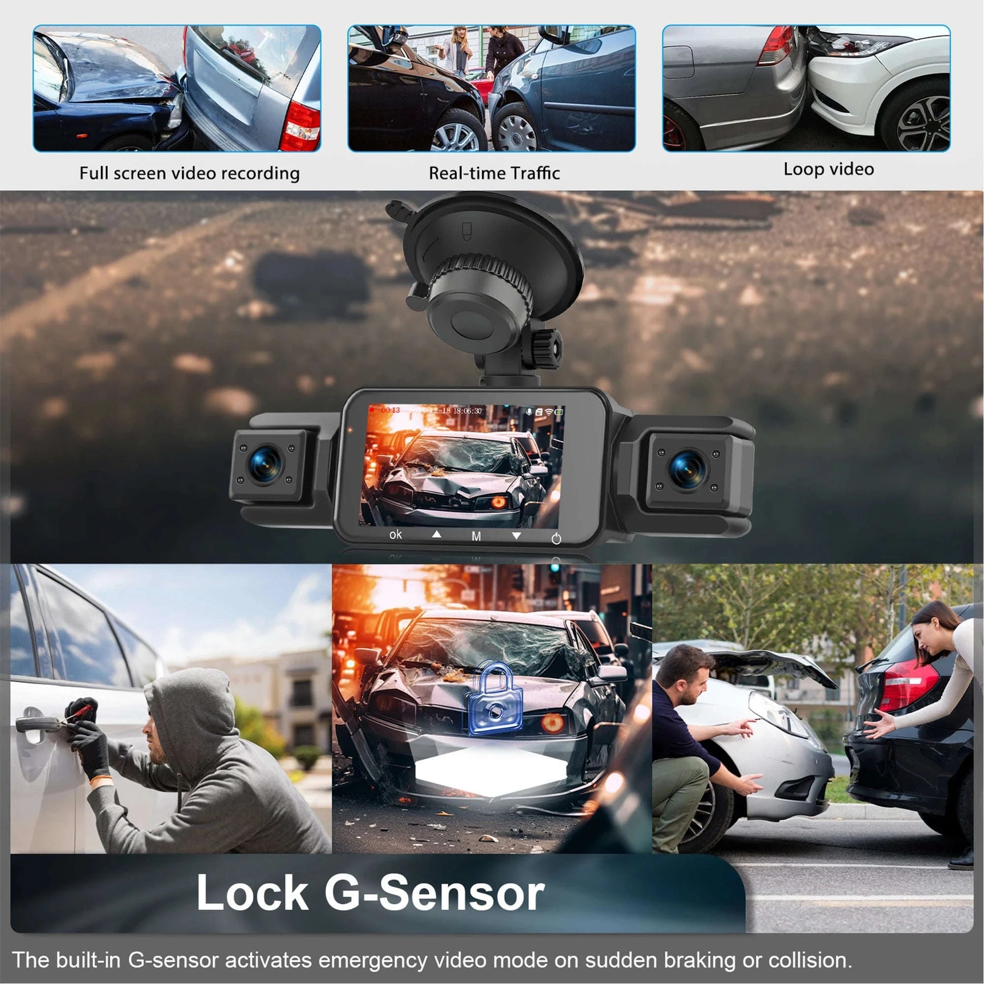 4-Channel Car Dash Cam with WiFi, 1080P Recording & Night Vision-WiFi 4Ch Dash Cam / No SD Card