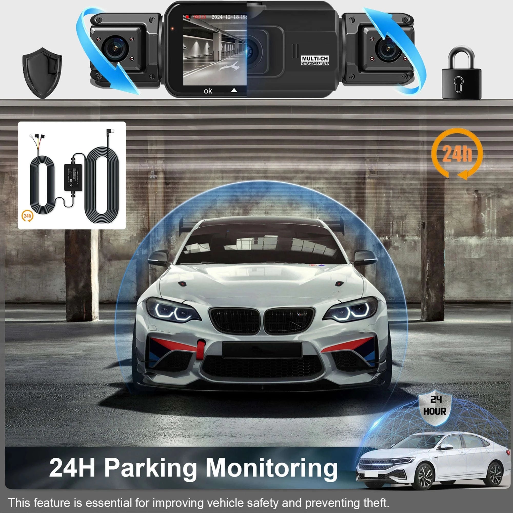 4-Channel Car Dash Cam with WiFi, 1080P Recording & Night Vision-WiFi 4Ch Dash Cam / No SD Card
