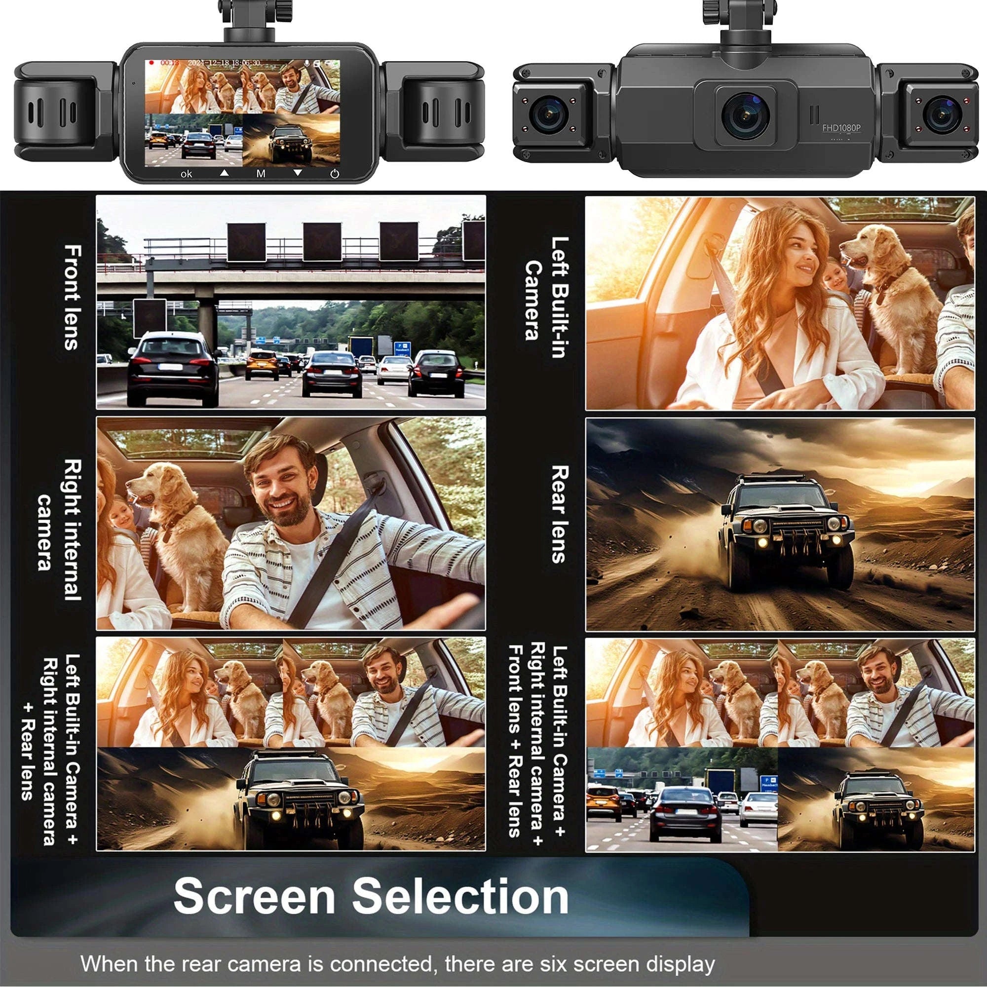 4-Channel Car Dash Cam with WiFi, 1080P Recording & Night Vision-WiFi 4Ch Dash Cam / No SD Card