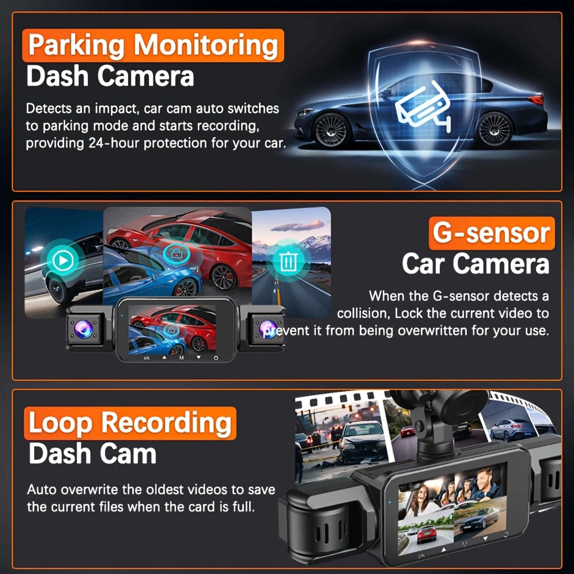 4-Channel Car Dash Cam with WiFi, 1080P Recording & Night Vision-WiFi 4Ch Dash Cam / No SD Card