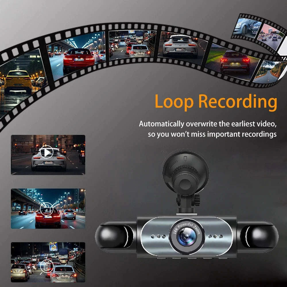 4 Channel Dash Cam 360° Car Video Recorder with Night Vision and Parking Monitor-4ch dash cam / No SD Card