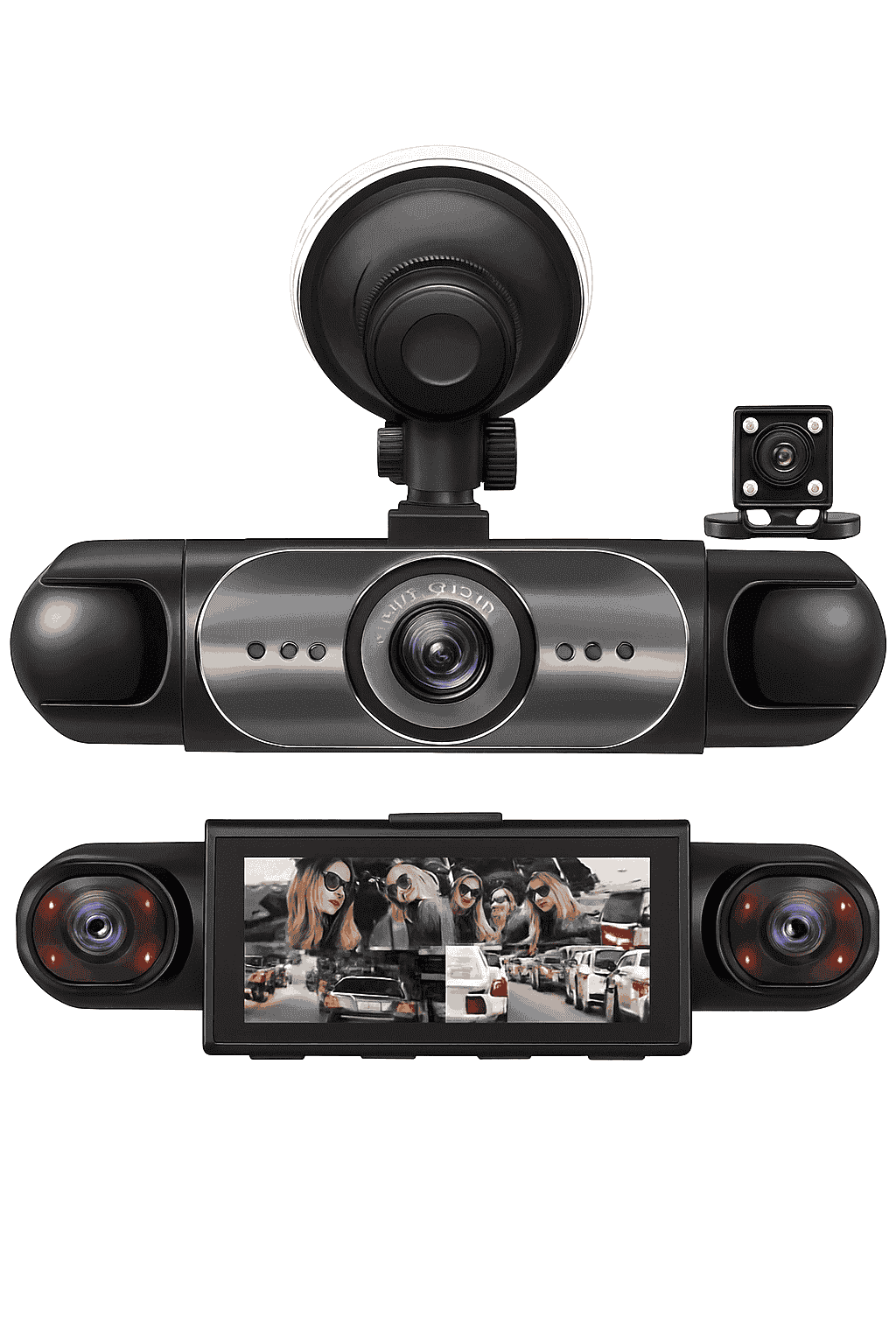 4 Channel Dash Cam 360° Car Video Recorder with Night Vision and Parking Monitor-4ch dash cam / No SD Card