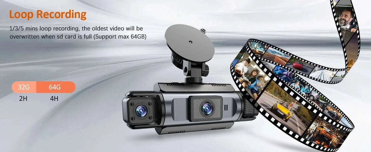 4-Channel WiFi Dash Camera with Night Vision-No Hardwire kit / China Mainland / No Card