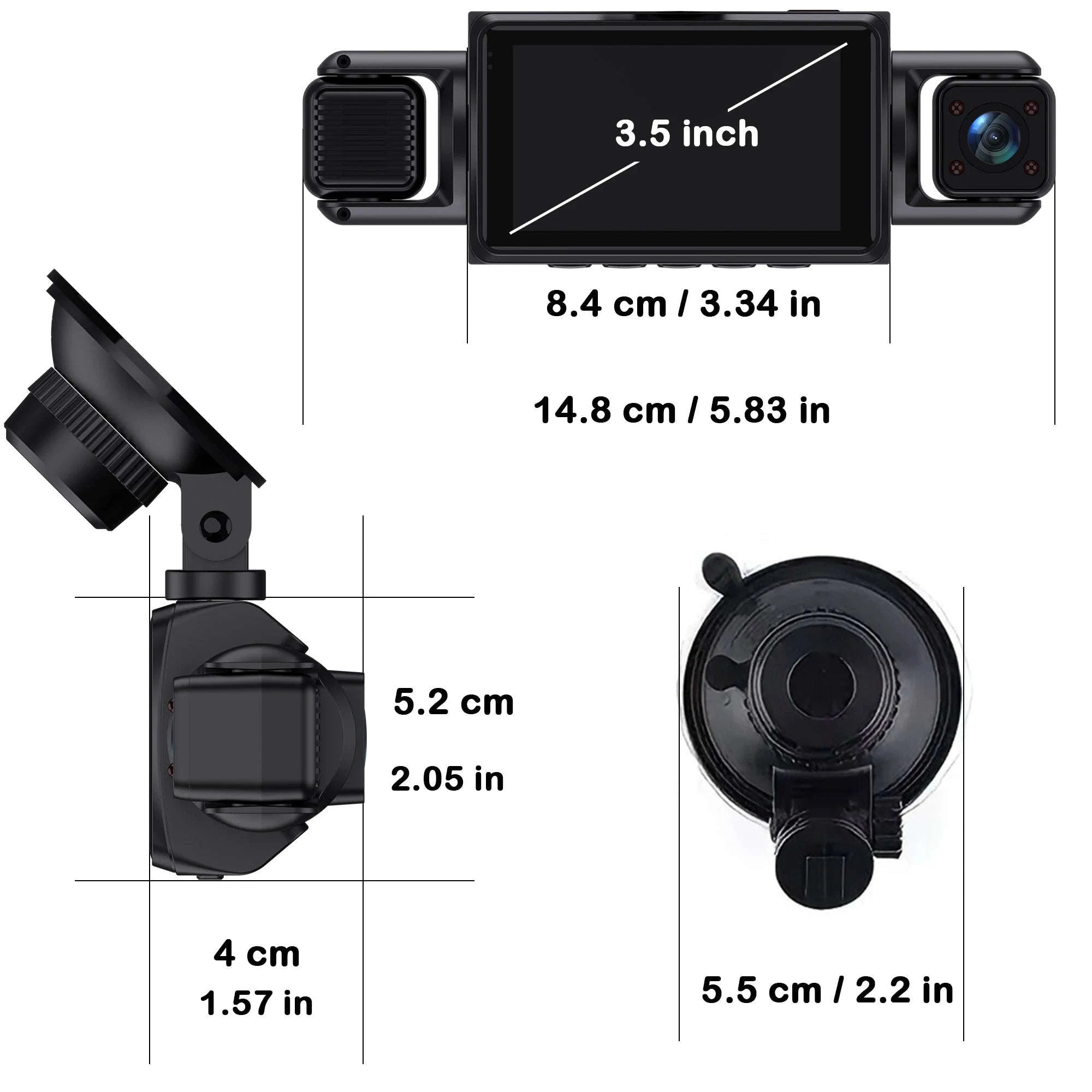 4-Channel WiFi Dash Camera with Night Vision-No Hardwire kit / China Mainland / No Card