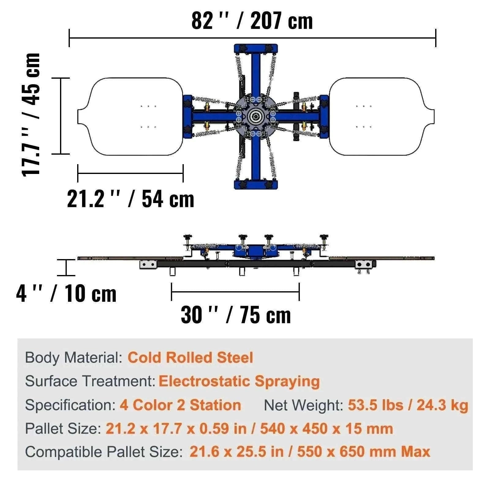 4 Color 4 Station Screen Printing Machine 360° Rotating Press 54x45cm-4 Color 4 Station / United States