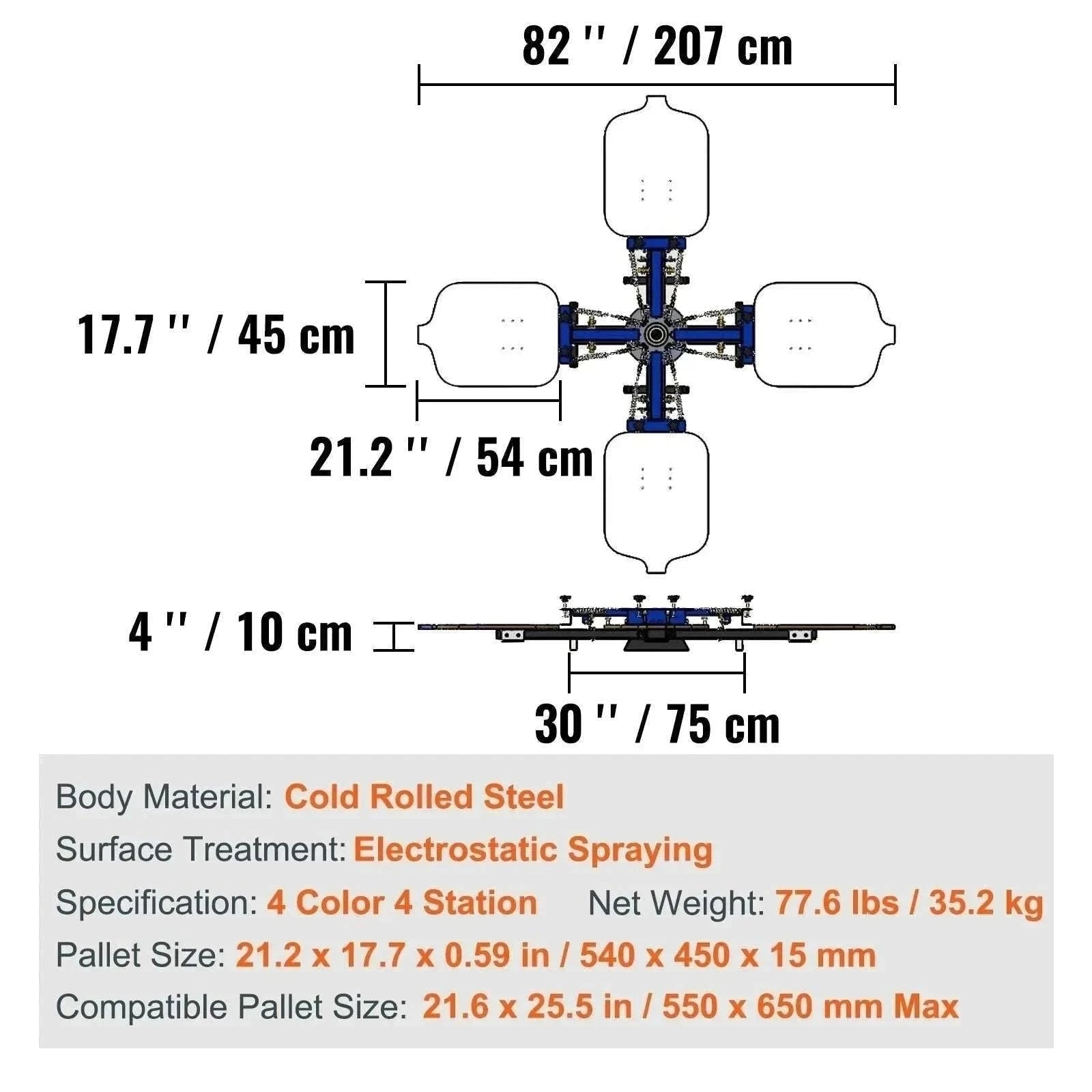 4 Color 4 Station Screen Printing Machine 360° Rotating Press 54x45cm-4 Color 4 Station / United States