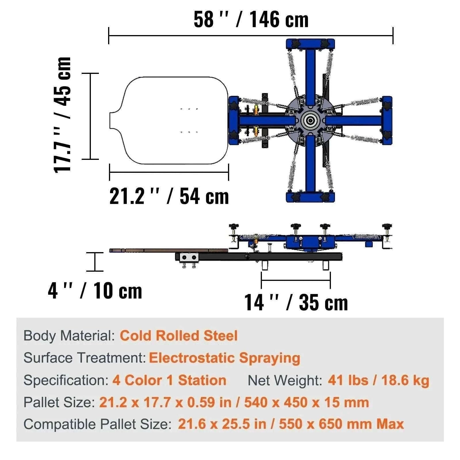 4 Color 4 Station Screen Printing Machine 360° Rotating Press 54x45cm-4 Color 4 Station / United States