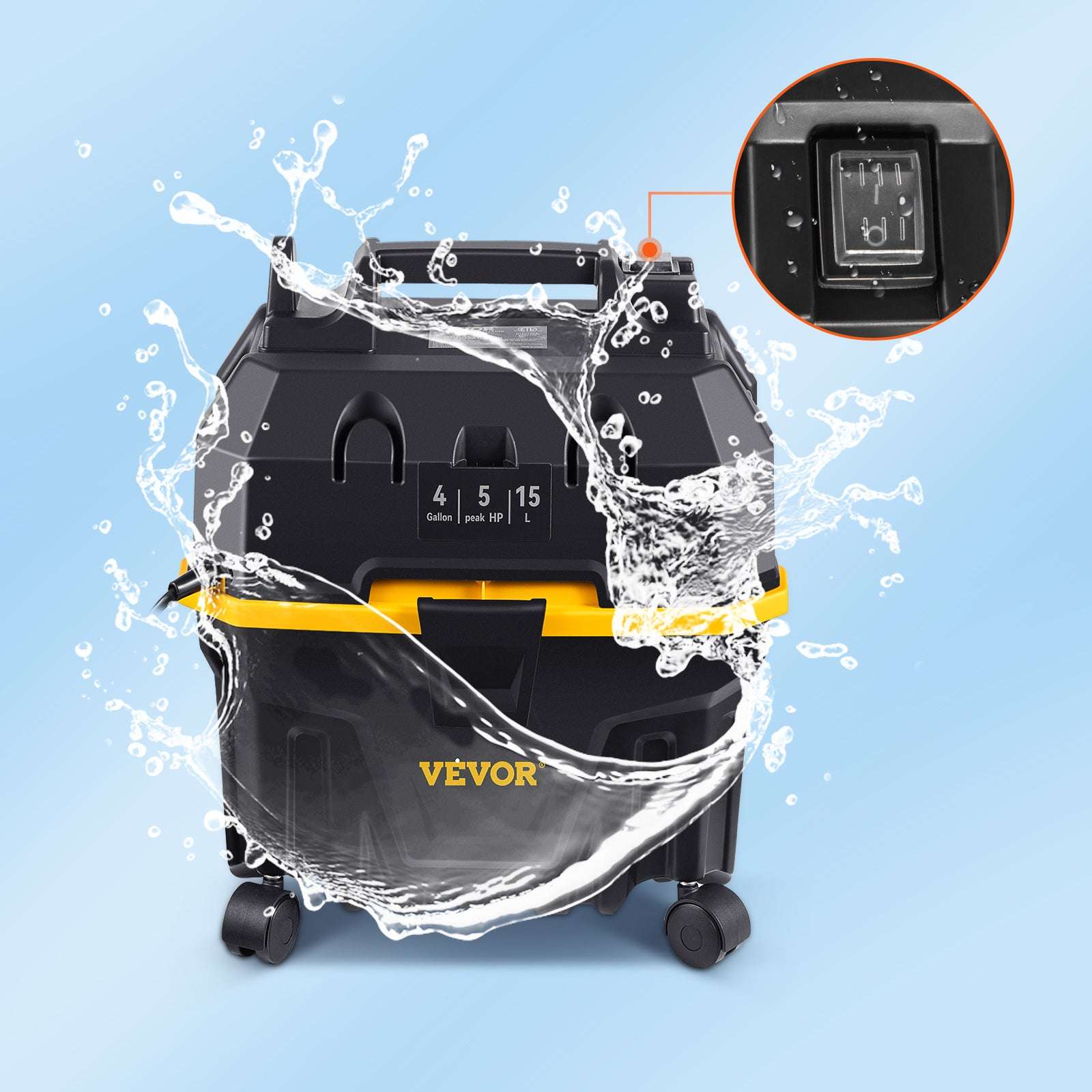 4 Gallon Wet Dry Shop Vacuum 5 Peak HP with Blower & Attachments-1200W 15L / United States