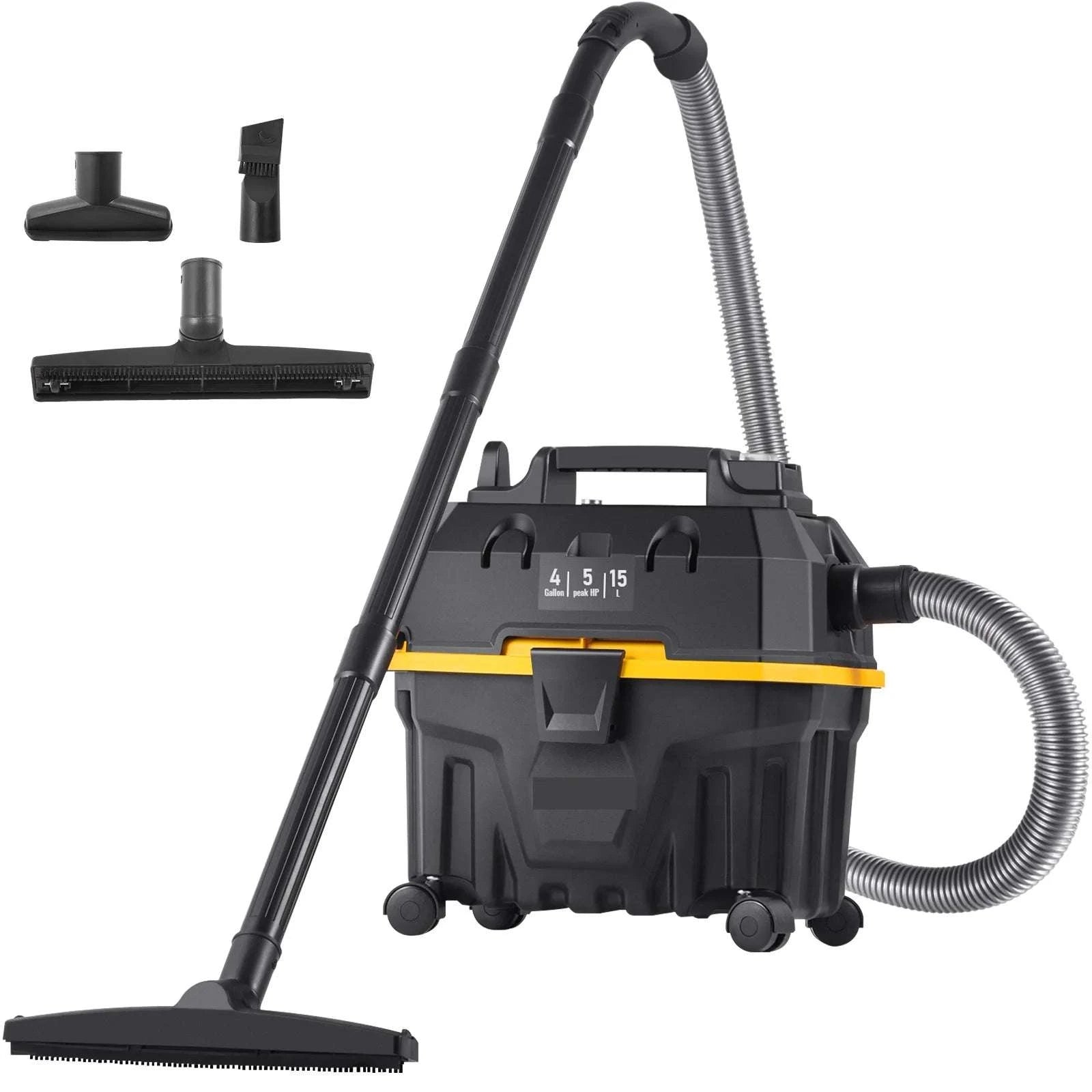 4 Gallon Wet Dry Shop Vacuum 5 Peak HP with Blower & Attachments-1200W 15L / United States