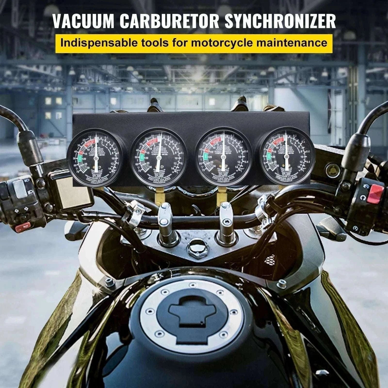 4-Gauge Carburetor Synchronizer Tool Kit with Hoses & Adapters-france