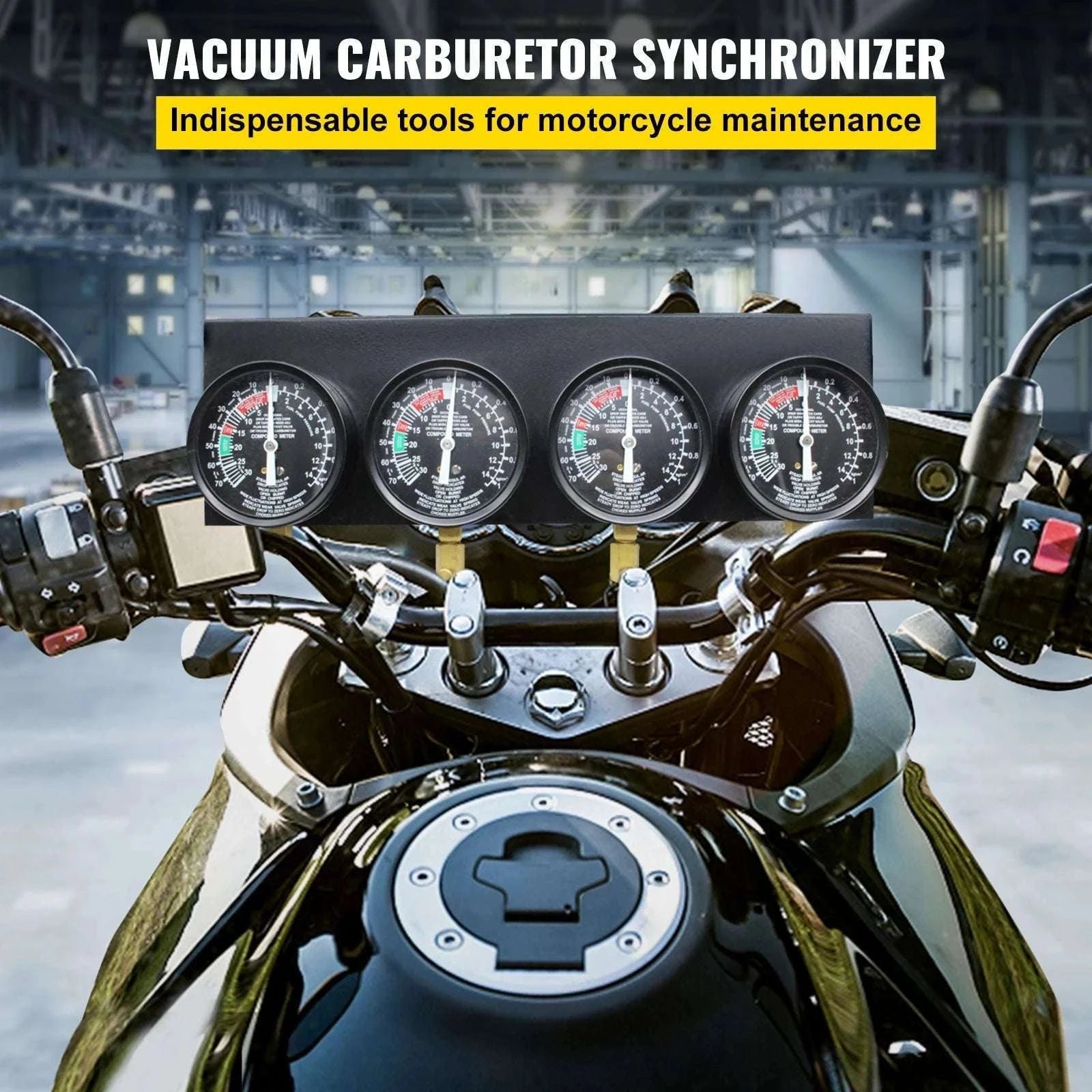4-Gauge Carburetor Synchronizer Tool Kit with Hoses & Adapters-GOLD / france