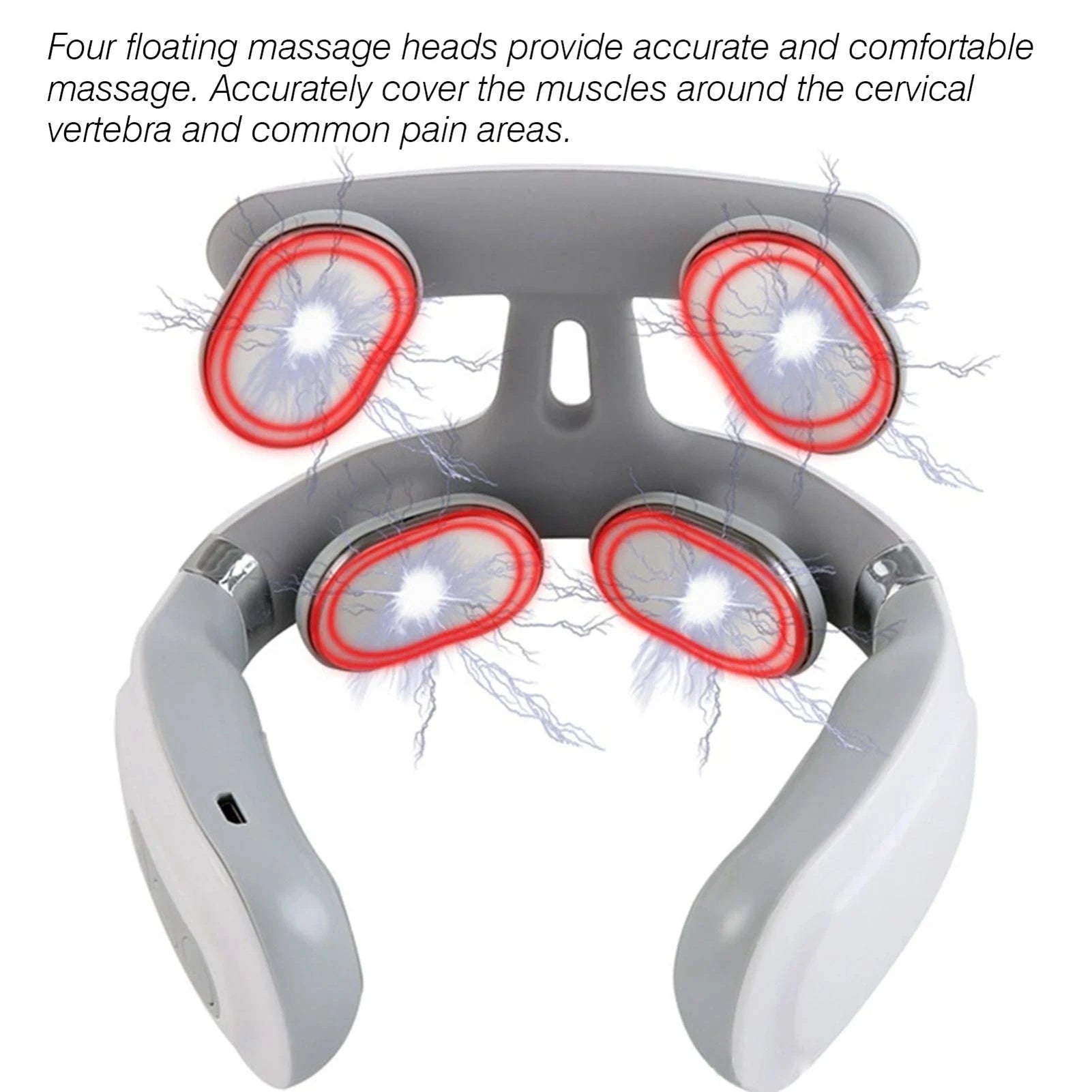 4-Head Neck Massager with Heating & Vibration Therapy-White