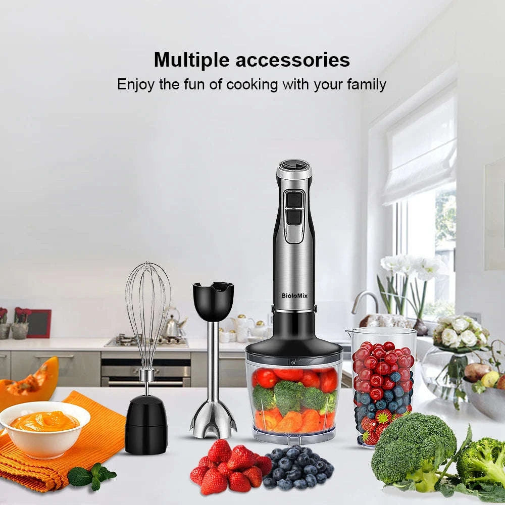 4-in-1 1200W Immersion Hand Blender with Chopper, Whisk and Cup-EU Plug / spain